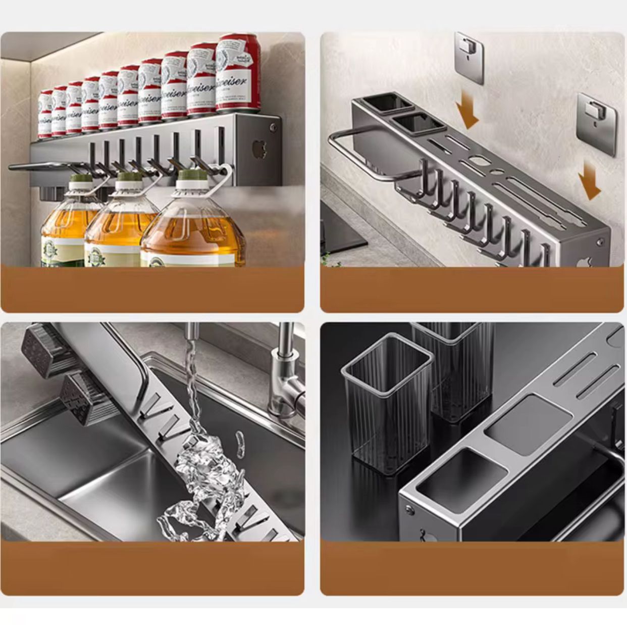 Support mural de rangement en acier inoxydable 