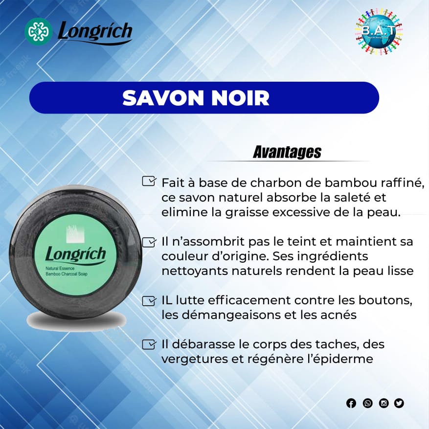 Savon noir de charbon de bambou