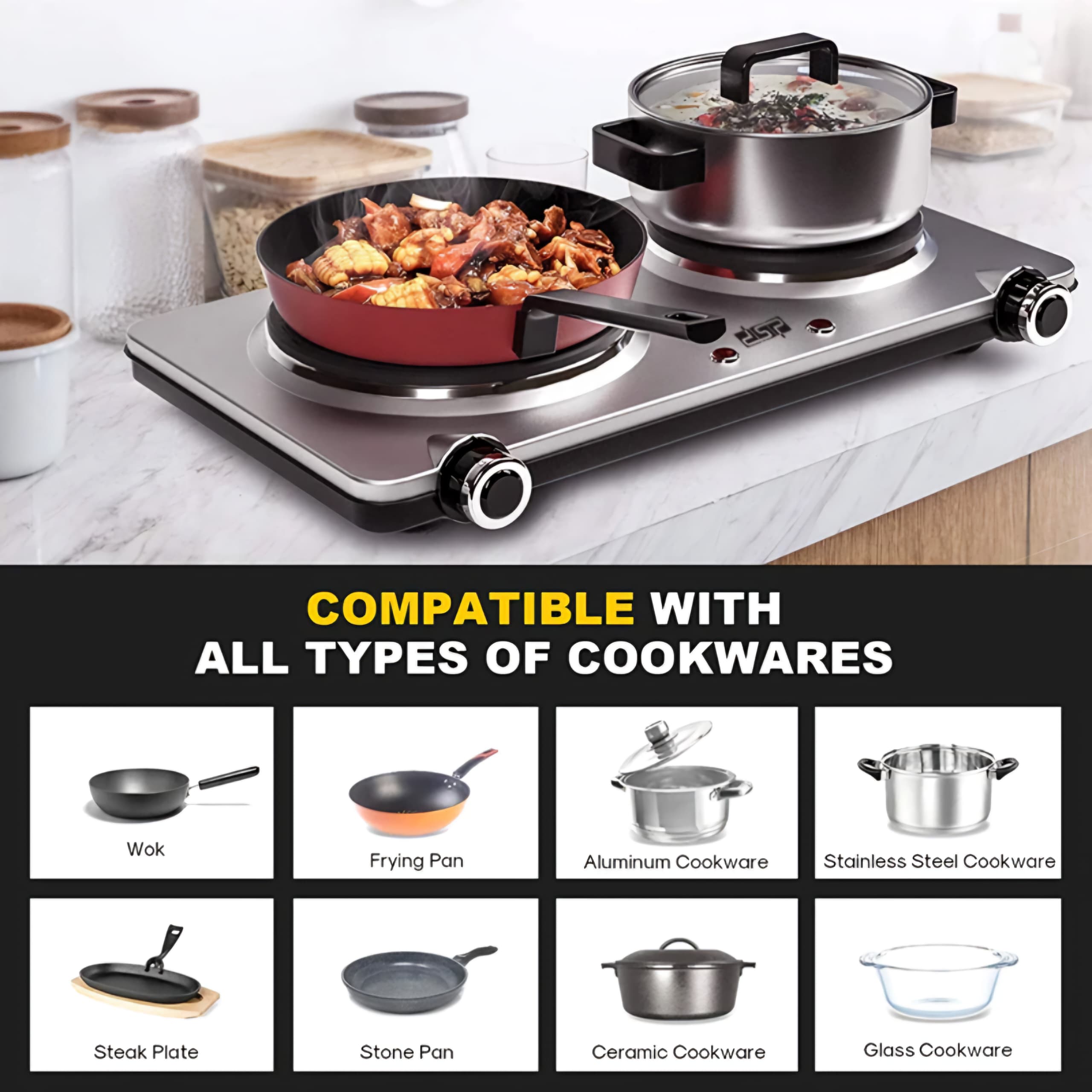 Plaque de cuisson électrique 2 foyers