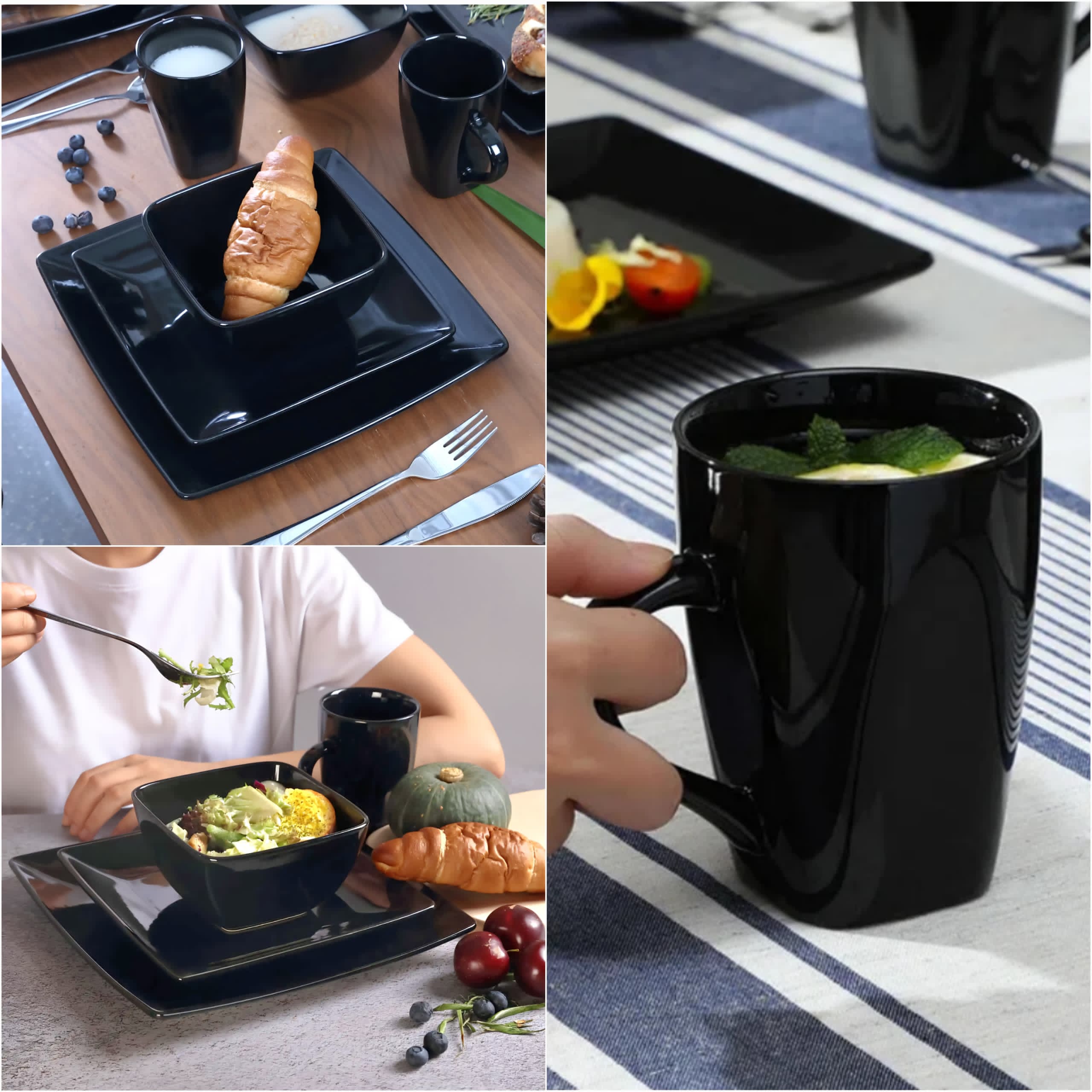 Service en porcelaine de couleur noir