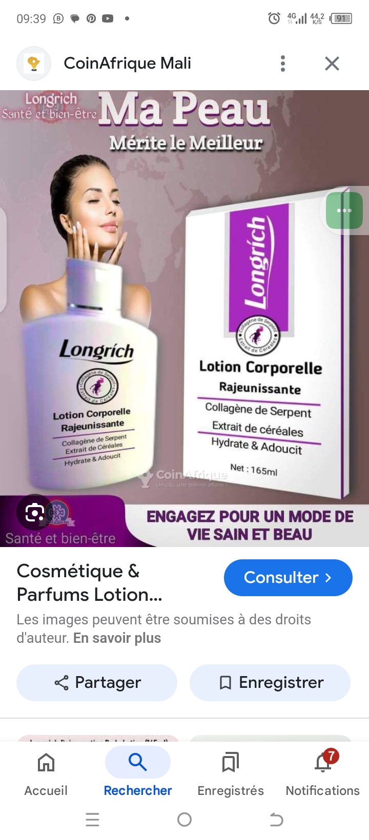 Lotion corporelle rajeunissante LONGRICH 